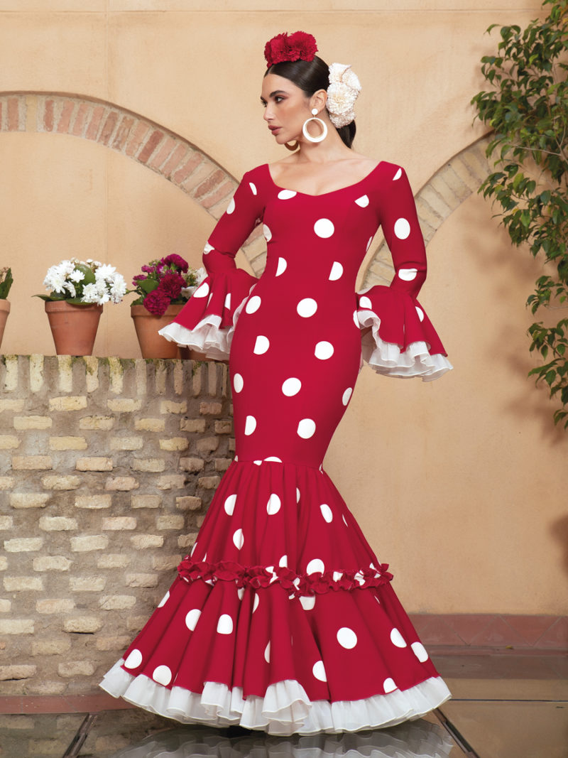 Trajes de flamenca de diseño, Traje flamenca beige